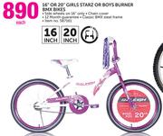 Raleigh 16" Or 20" Girls Starz Or Boys Burner BMX Bikes