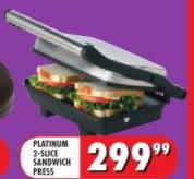 Platinum 2 Slice Sandwich Press