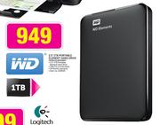 WD 2.5" 1TB Portable Element Hard Drive WDBUZG0010BBK