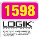 Logik 90Ltr Metallic Silver Bar Fridge