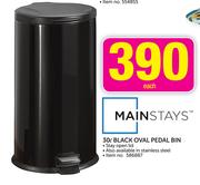 Mainstays 30ltr Black Oval Pedal Bin Each