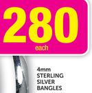 Sterling 4mm Silver Bangles Each