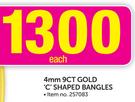 9ct Gold 4mm 'C' Shaped Bangles Each 