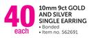 10mm 9ct Gold and Silver Single Earring Each