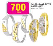 9ct Gold and Silver Dress Rings Each