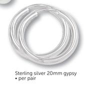 Sterling Silver 20mm Gypsy-Per Pair