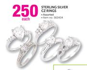 Sterling Silver CZ Rings Each