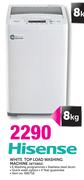 Hisense 8kg White Top Load Washing Machine WTS802