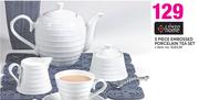 Always Home 3 Piece Embossed Porcelain Tea Set