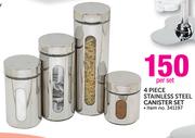 4-Piece Stainless Steel Canister Set-Per Set
