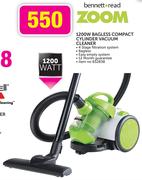 Bennett Read Zoom 1200W Bagless Compact Cylinder Vacuum Cleaner