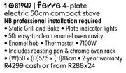 Ferre 4 Plate Electric 50cm Compact Stove 819417