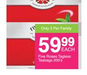 Five Roses Tagless Teabags-200's Each
