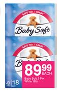 Baby Soft 2 Ply White-18's Each