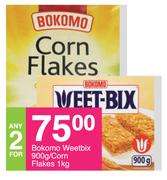 Bokomo Weetbix-900g/Corn Flakes-1Kg-For 2