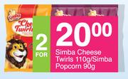 Simba Cheese Twirls-110g/Simba Popcorn-90g-For 2