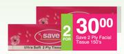 Save 2 Ply Facial Tissue 150's Pack-For 2