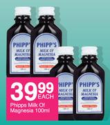 Phipps Milk Of Magnesia-100ml Each