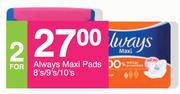 Always Maxi Pads 8's/9's/10's Pack-Each