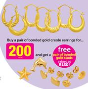 Bonded Gold Creole Earrings-Per Pair