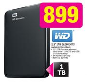 WD 2.5" 1TB Elements WDBUZG0010BBK