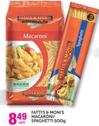Fatti's & Moni's Macaroni/Spaghetti-500g Each