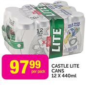 Castle Lite Cans-12 x 440ml Per Pack