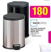 Mainstays 12L Oval Stainless Steel Or Black Pedal Bin-Each
