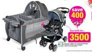 Little One Deluxe Camp Cot and Reversible Handle Stroller Combo