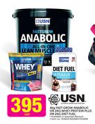 USN Fast Grow Anabolic-4kg or Whey Protein Plus-2kg or Diet Fuel-2kg Each
