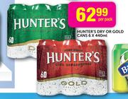 Hunter's Dry or Gold Cans-6 x 440ml-Per Pack