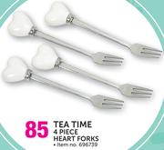 Tea Time 4 Piece Heart Forks