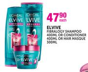 Elvive Fibralogy Shampoo 400ml/Conditioner 400ml/Or Hair Masque 300ml-Each