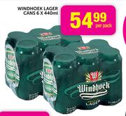 Windhoek Lager Cans-6 x 440ml Per Pack