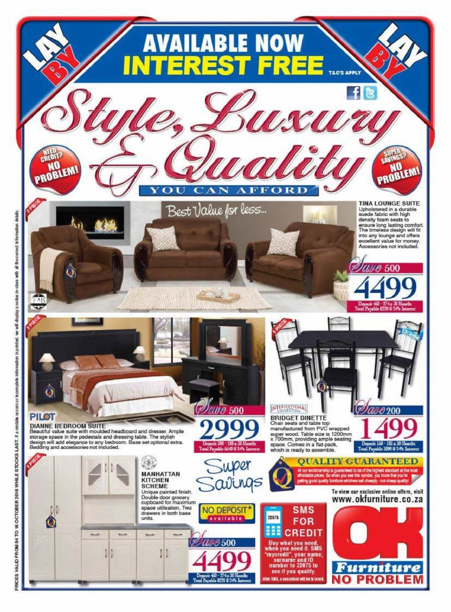 Ok Furniture Luxury Quality 04 Oct 16 Oct 2016 Www Guzzle Co Za