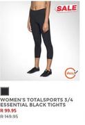 Women Total Sports 3/4 Essential Black Tights