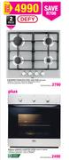 Defy 4 Burner Stainless Steel Gas Hob DHG119/Defy 600mm Under Counter Oven(OVEN S S DBO4)