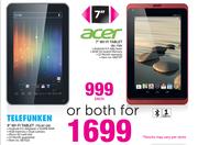 Acer 7" Wi-Fi Tablet B1-730 Or Telefunken 9" Wi-Fi Tablet TEL9C Q9-Each