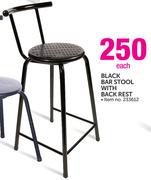 Black Bar Stool With Back Rest-Each