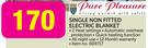 Pure Pleasure Single Non Fitted Electric Blanket