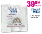 Great Value 2 Ply Toilet Tissue-9's Per Pack