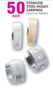 Stainless Steel Huggy Earrings-Each