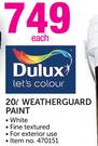 Dulux 20L Weatherguard White Paint 