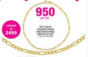 9ct Gold Figaro Chain And Matching Bracelet Set-Per Set