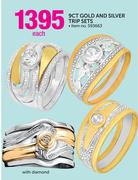 9ct Gold And Silver Trip Sets-Each