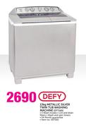 Defy 13kg Metallic Silver Twin Tub Washing Machine DTT165