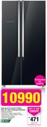 Russell Hobbs 516Ltr Black Glass Finish Side by Side Fridge/Freezer FRIDGE RHFR72