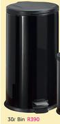 Mainstays 30Ltr Oval Black Pedal Bin-Each
