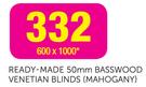 Ready-Made 50mm Basswood Venetian Blinds(Mahogany) 600x1000mm