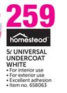 Homestead 5ltr White Universal Undercoat